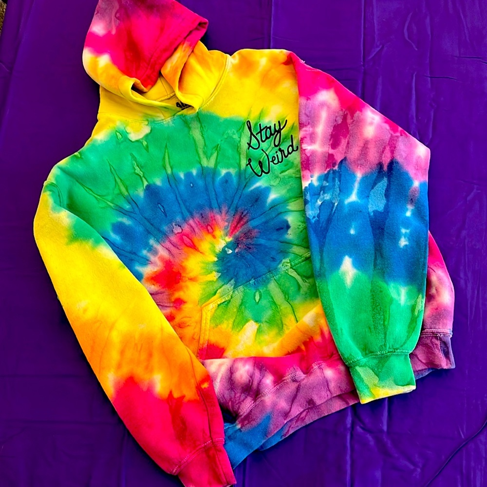 Women black matter tie dye pullover hoodie size M